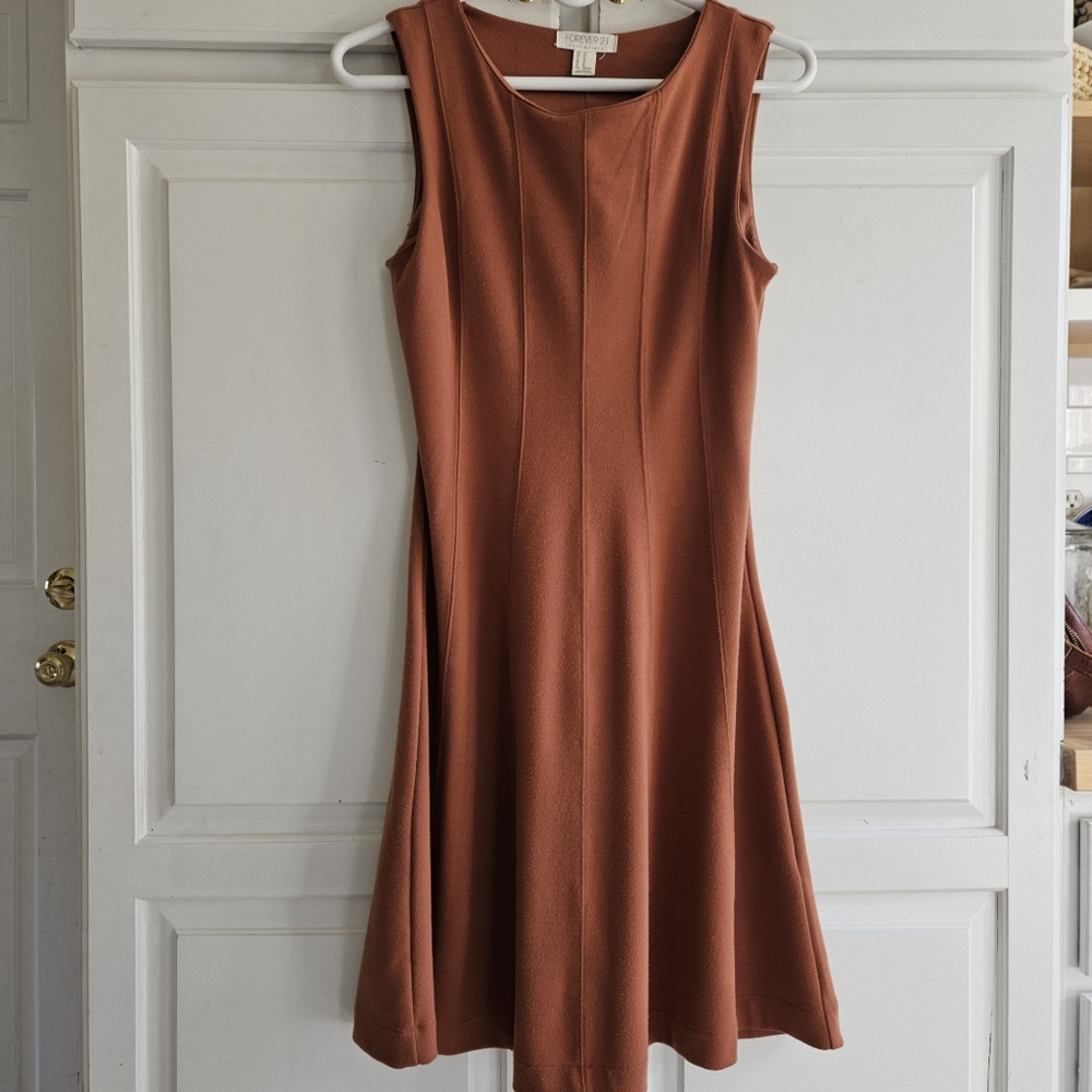 Forever 21 Knit Autumn Rust Copper Fit Flare Dress M